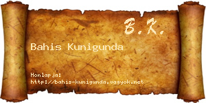 Bahis Kunigunda névjegykártya